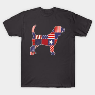 Beagle 4th of July Dog Lovers Owner Patchwork Flag T-Shirt